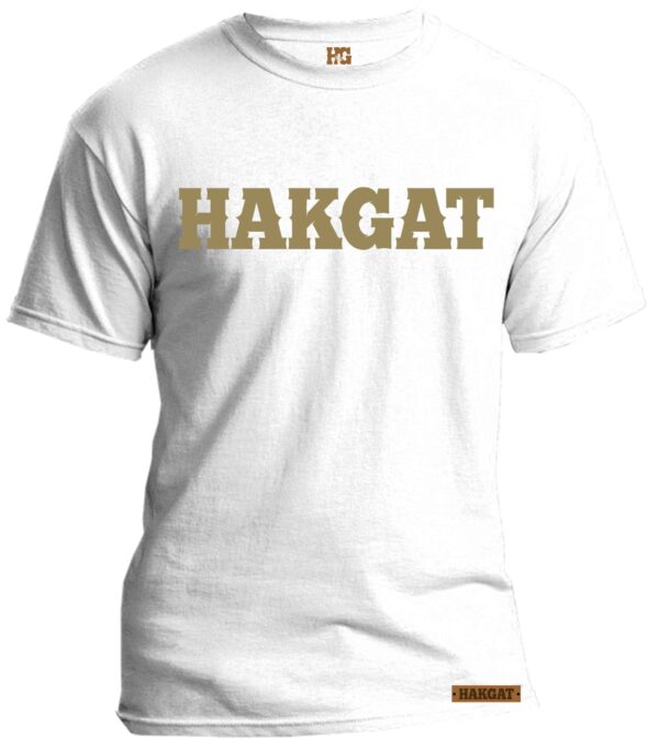 Mens white T-Shirt with khaki hakgat print