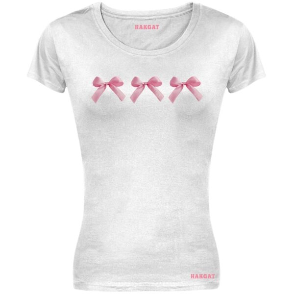 Ladies Cut T-shirt - Coquette Pink Bows - Design 7
