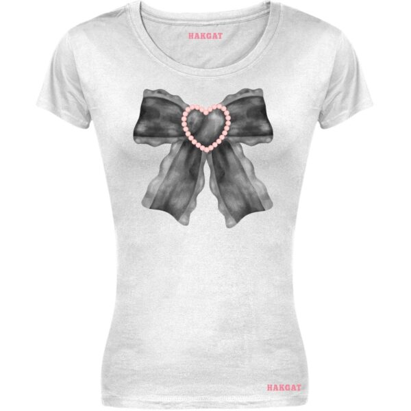Ladies Cut T-shirt - Coquette Black Bows - Design 21
