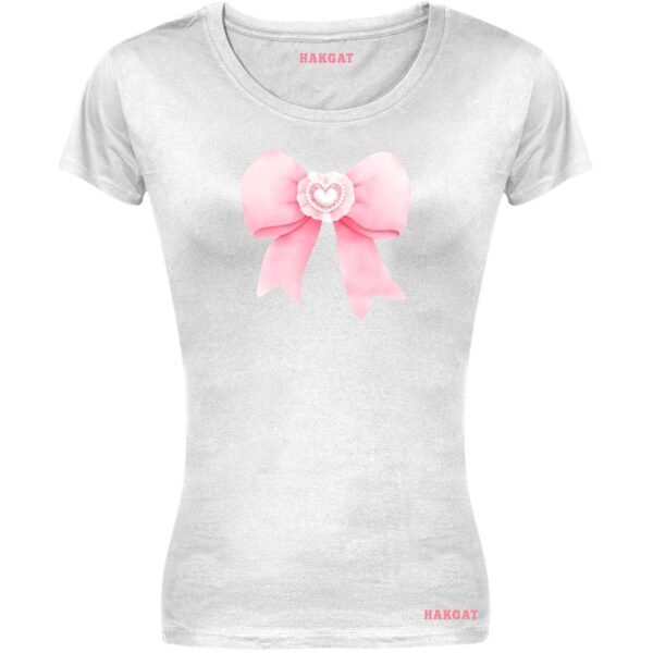 Ladies Cut T-shirt - Coquette Pink Bows - Design 15