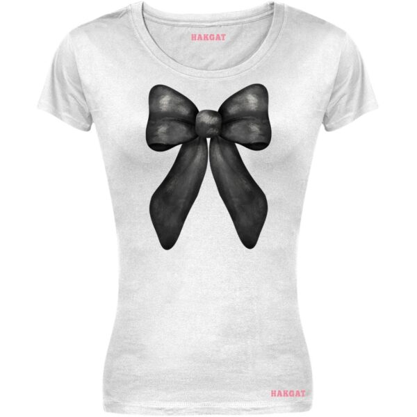 Ladies Cut T-shirt - Coquette Black Bows - Design 23