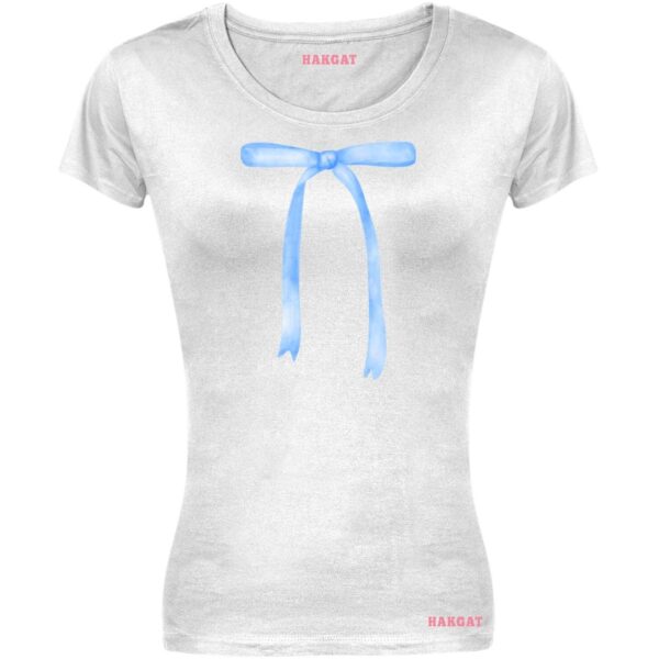 Ladies Cut T-shirt - Coquette Blue Bow - Design 29