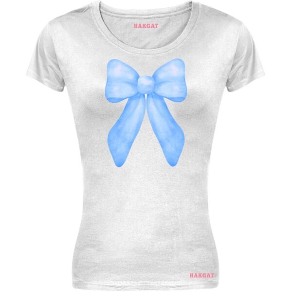Ladies Cut T-shirt - Coquette Blue Bow - Design 31